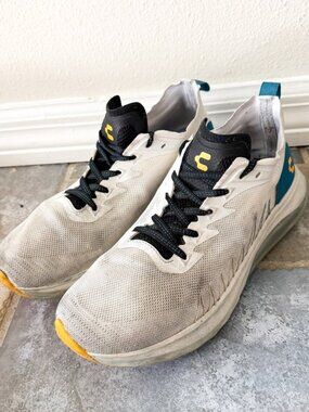 Charly Running Shoes Mens 9.5 White Teal Athletic Sneakers Lightweight